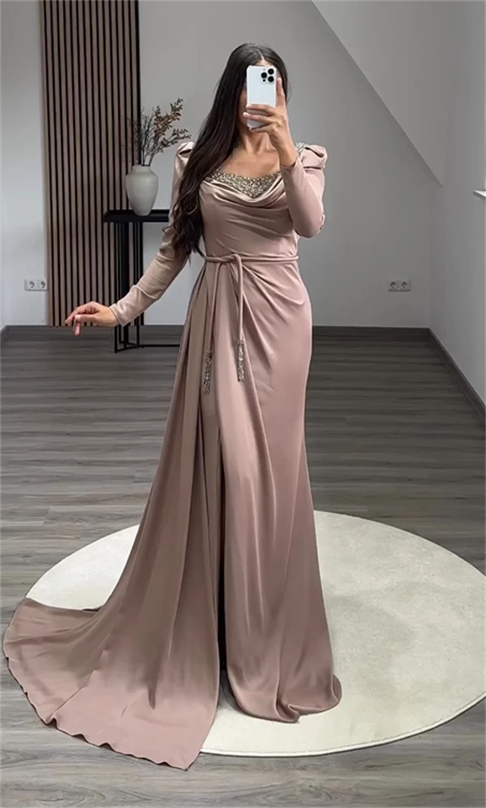 Customized Prom Dresses sparkle	 Jewel Sheath Celebrity  Sequin Fold S Occasion Evening Gown  vestidos de nocheفساتين مناسبة حسب