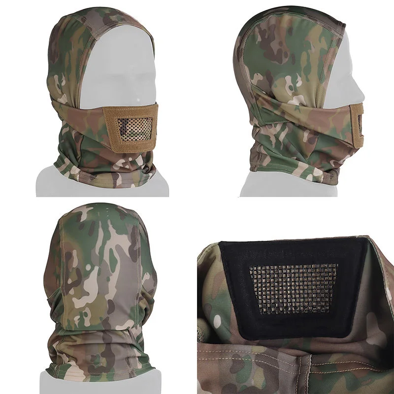 Tactical Balaclava Full Face Mask with Mesh Breathable Mouth Guard Outdoor Tactical Balaclava Ski Mask for CS and Paintball