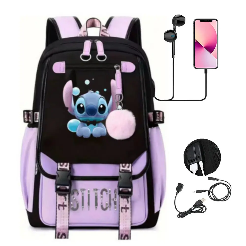 Mochila dos desenhos animados para meninos e meninas, Lilo e Stitch, Mochila Esportiva, Mochila Diária, Laptop, Viagem para Adolescentes, Mochila Escolar