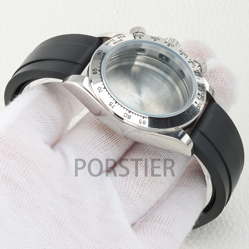 40mm VK63 Case Solid 316L Stainless Steel Rubber Bracelet for DAYTONA VK63 VK64 Automatic Movement 29mm Dial 100m Waterproof - view 4
