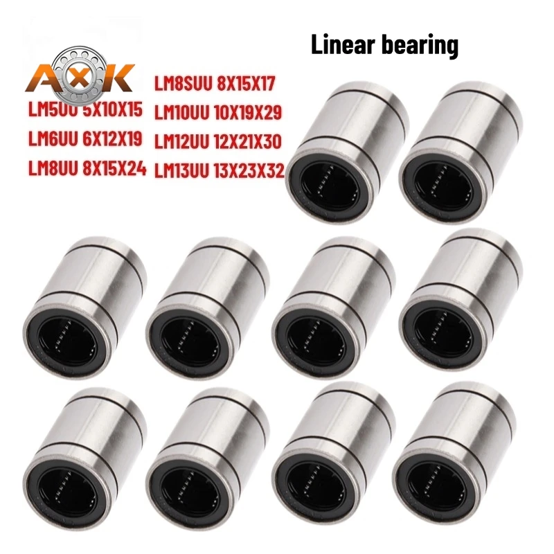 10PCS Linear Bearing LM6UU LM8UU LM8SUU LM10UU LM12UU Sliding Bearing 3D Printer CNC Machine Parts