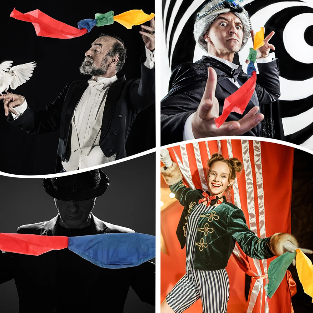 

6 Pcs Magician Silks Scarves for Women Gimmick Colorful Scarf Handkerchief Long Clown Trick Accessories Toy Women's