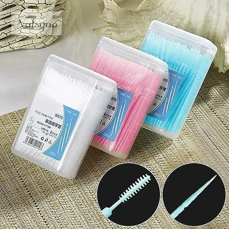 Portable Ultra Fine Double Head Disposable Toothpick 200Pcs Family Pack Creative Fruit Stick