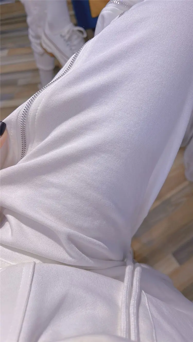 2025 ฤดูใบไม้ผลิและฤดูร้อนใหม่ซิปด้านข้างกางเกงขายาวขนาดเล็กผู้หญิงเกาหลีรุ่นสบายๆกางเกงสีขาวหลวมHoodieกางเกงน้ําหญิง