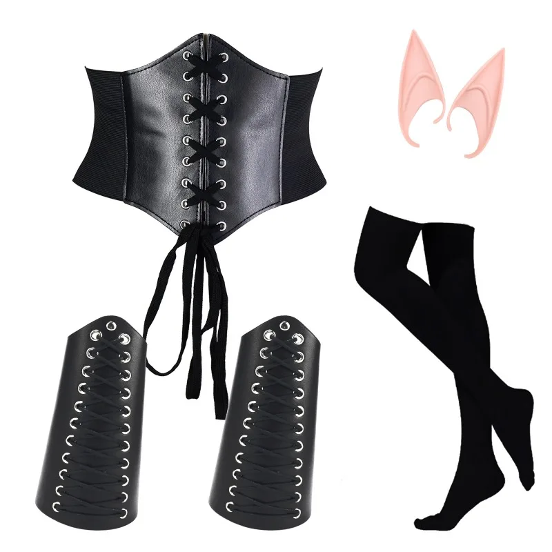 Medieval Viking Women's Cosplay Performance Costume Set Dress + Accessories Prop