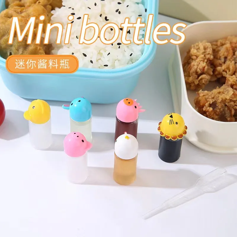 Mittagessen Bento Sojasauce Box Behälter mit Tropfer niedlichen Design Kunststoff Gewürz spender Mini Salat Tomatensauce Flasche – Detail 30