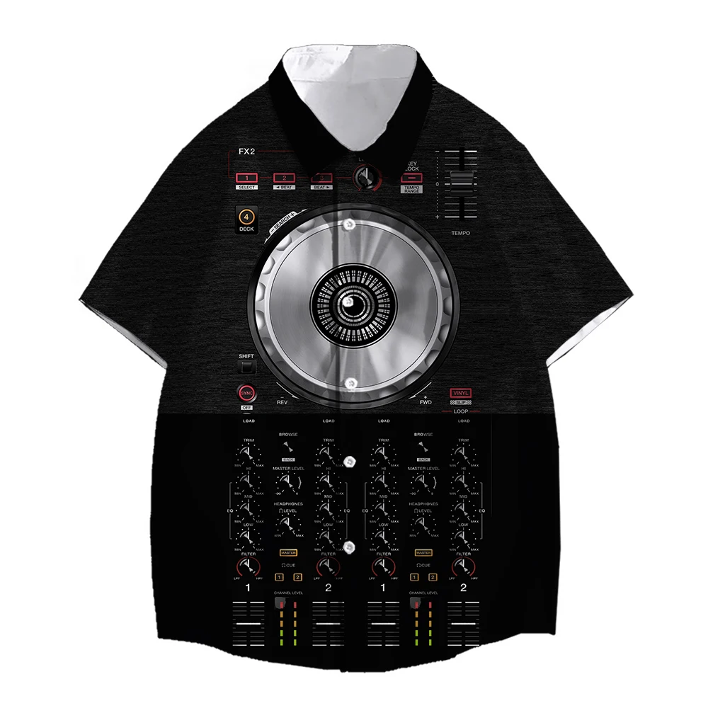 SONSPEE Summer Punk Mechanical Harajuku 3D Print Jerseys Men Women's DJ Disc Player Graphic Street Short Sleeve Oversize Blouse