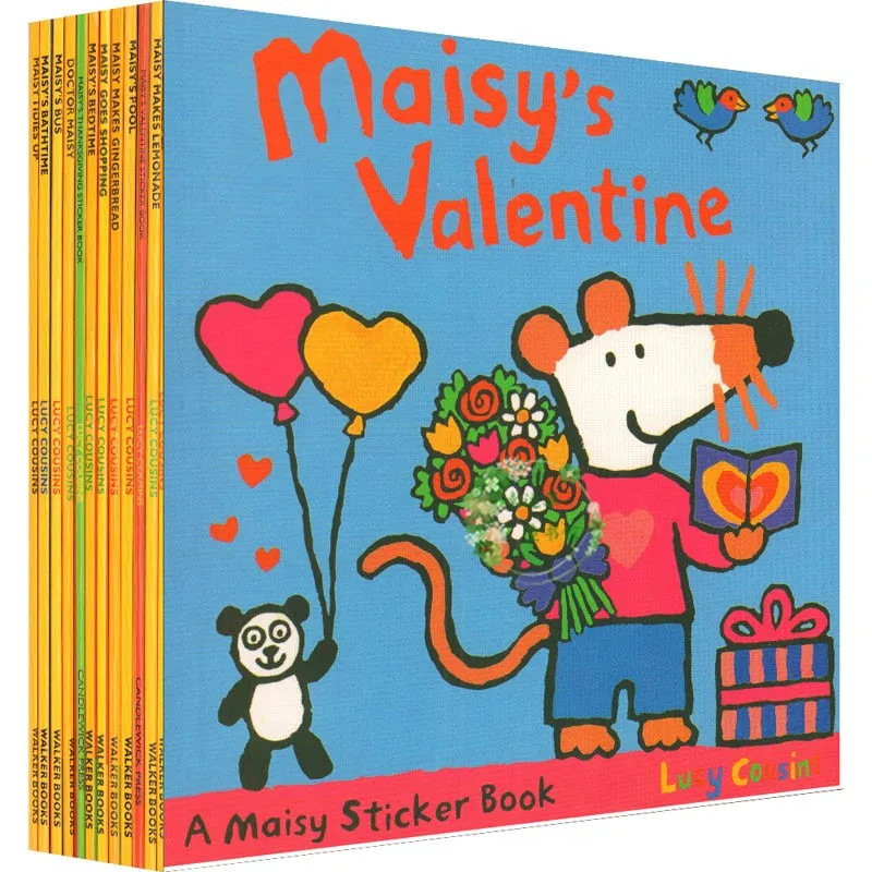 Maisy-Juego de 12 libros para niños, bolsa de natación, ratón ondulado, libro de imágenes en inglés, libro de cuentos, libro adhesivo, juegos para niños, entrenamiento IQ EQ