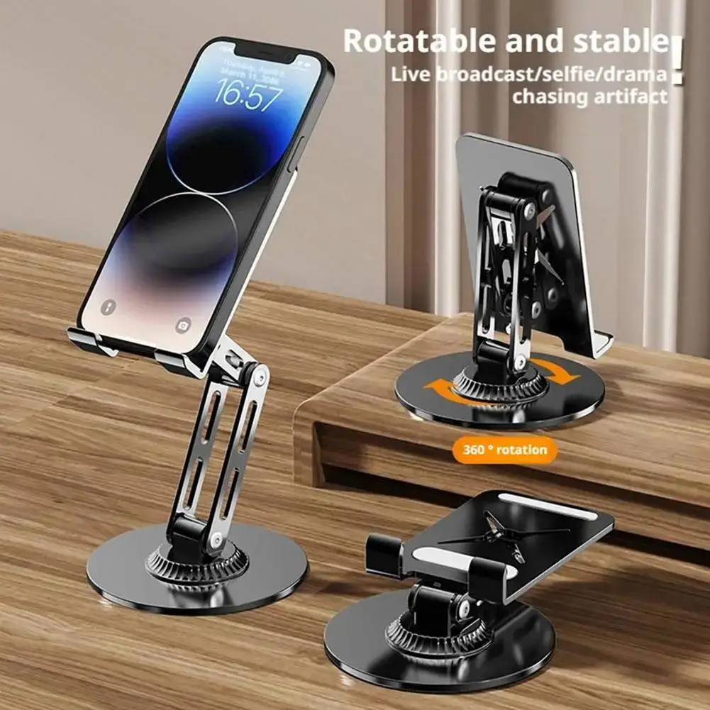 

Вращающаяся подставка для телефона, складной настольный держатель из алюминиевого сплава, портативная вращающаяся на 360° подставка для планшета, многоугольный держатель для телефона