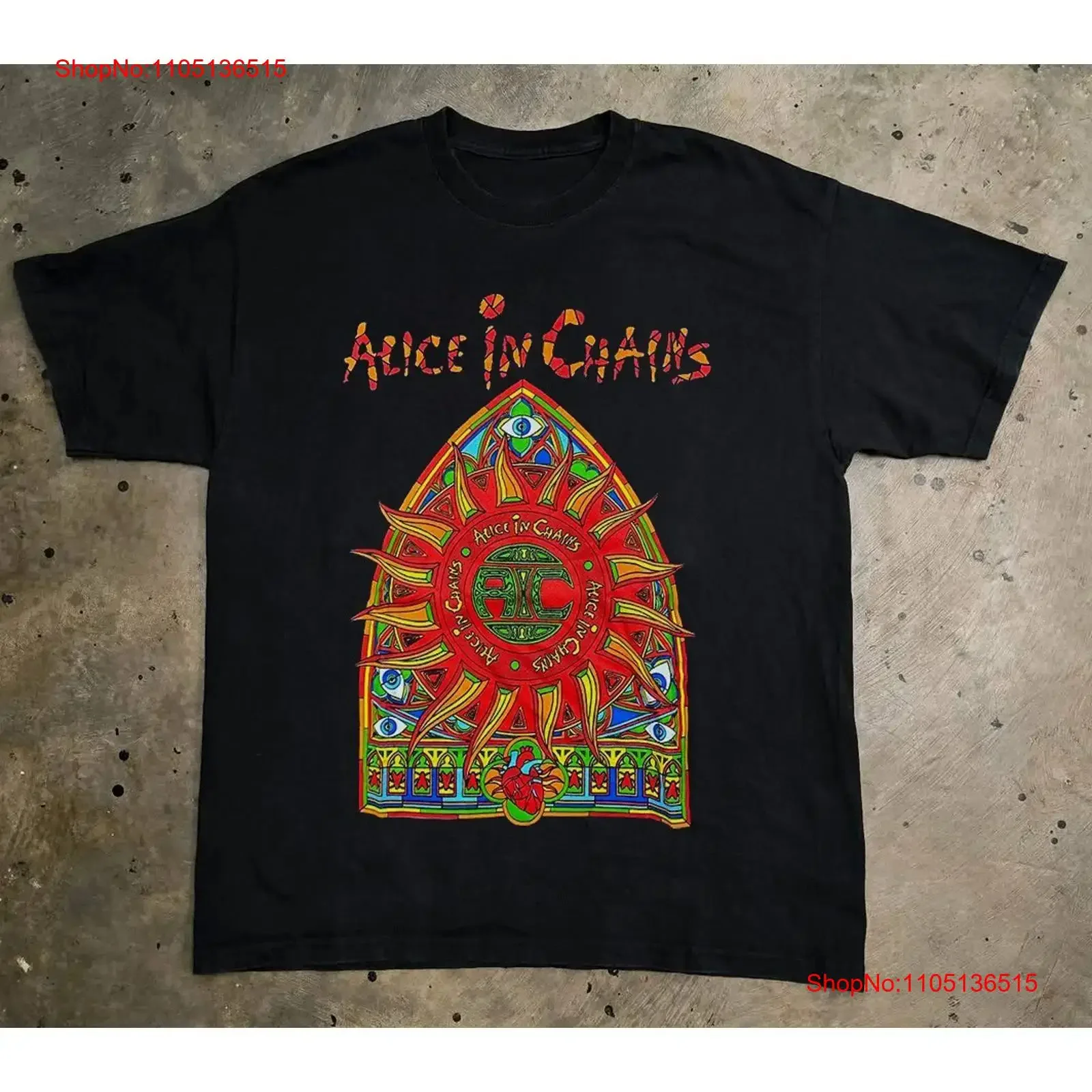 

Alice In Chains Stain Glass T shirt Cottom Black Size S 5XL vintage Washed graphic Casual Unisex Soft homme fashion streetwear