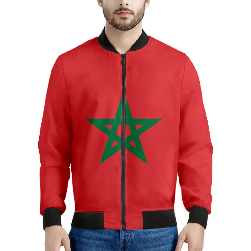 

Morocco Zipper Jacket Custom Made Name Team Logo Ma Coats Mar Country Fishing Travel Arabic Arab Nation Kingdom Flag Clothes