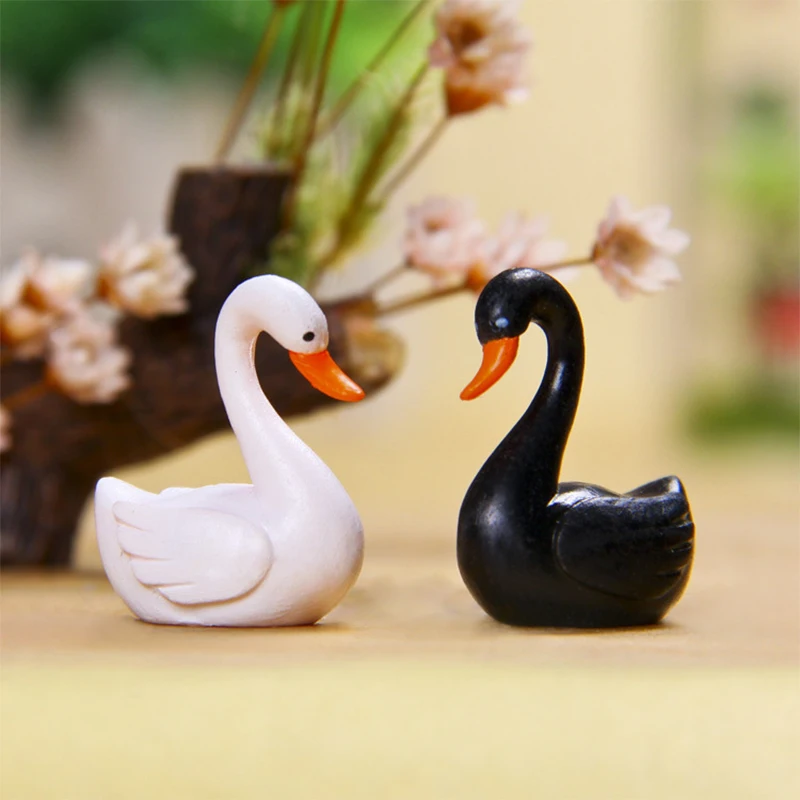 Black And White Duck Couple DIY Landscaping Succulent Ornaments Garden Ornaments