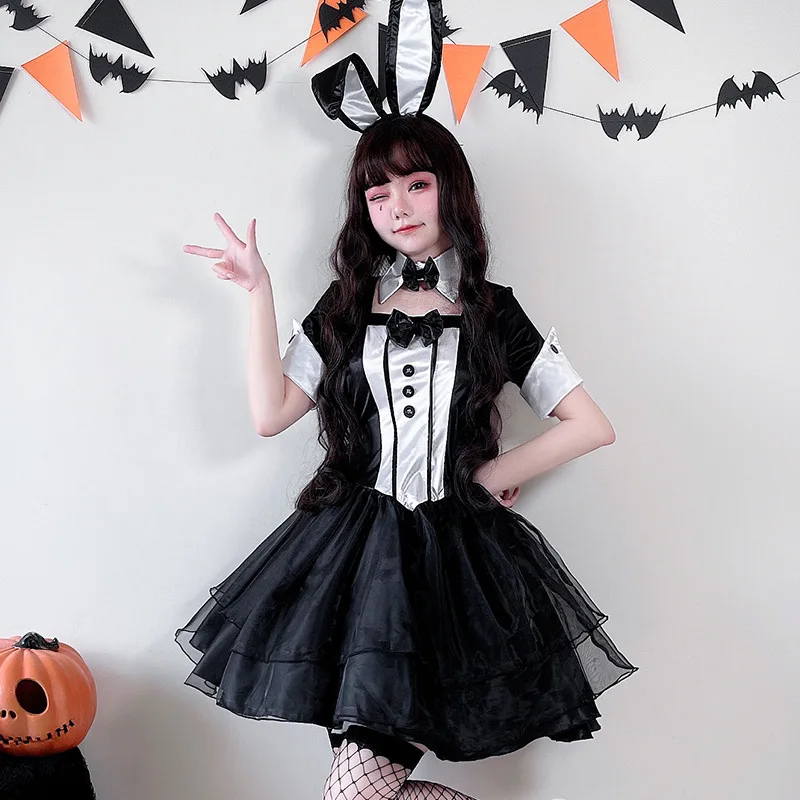 

Sexy Bunny Girl loween Adult Costume Nightclub Bar DS Stage Cisas Performance Clothing Full Skirted Fluffy Outfit