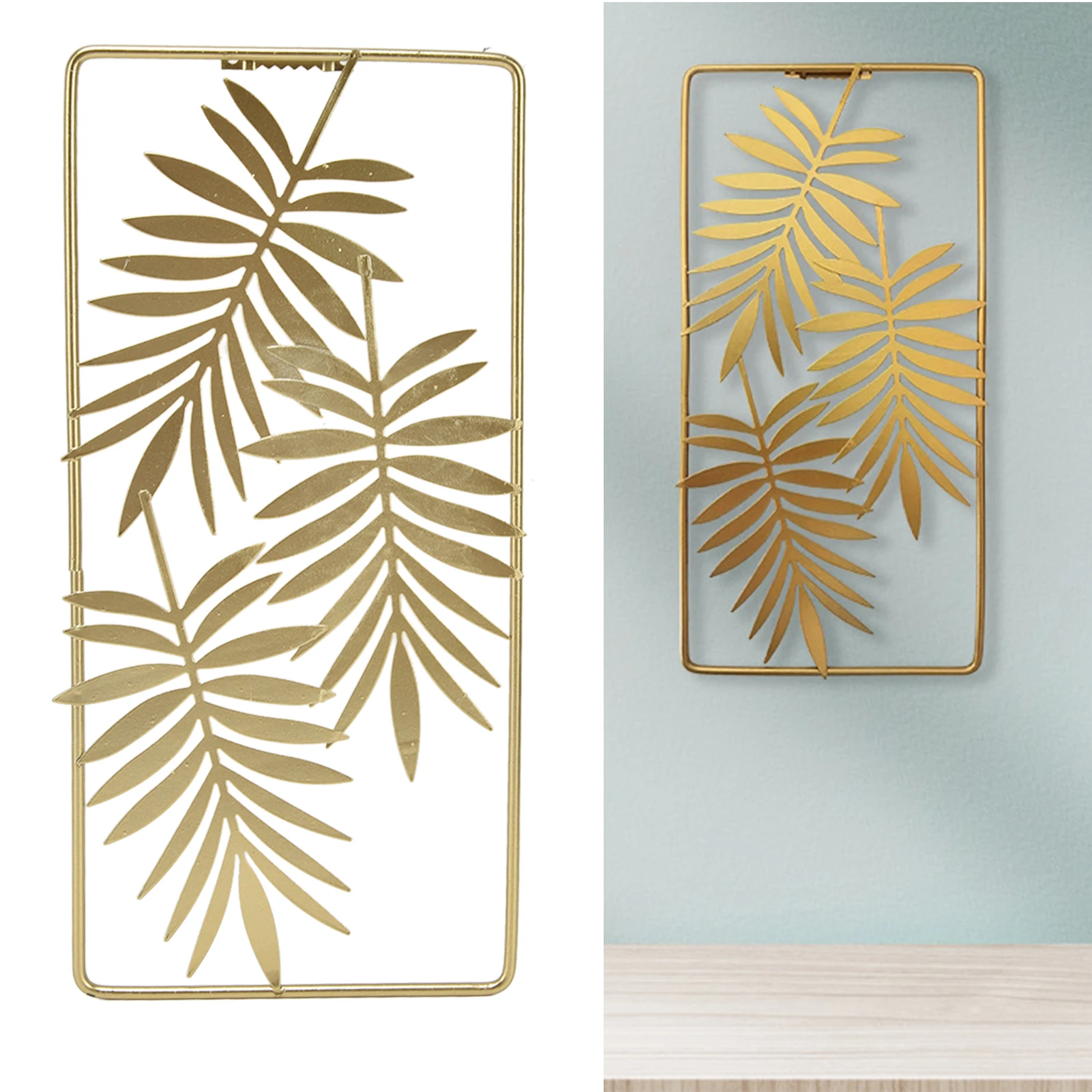 Metal Leaf Wall Decor Golden Nordic Style Elegant Ambience Sturdy Durable Wear Resistant Metal Wall Decor