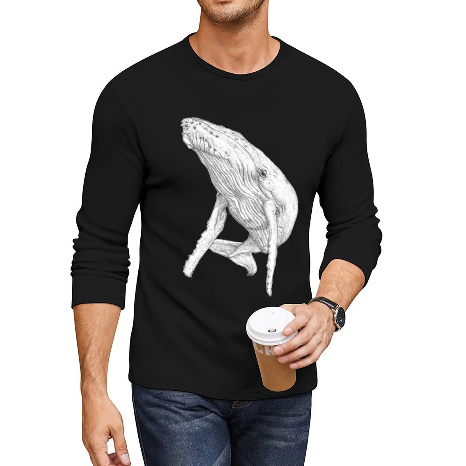 Humpback Whale Long T-Shirt plus size t shirts Oversized t-shirt black t shirt boys animal print shirt men clothes