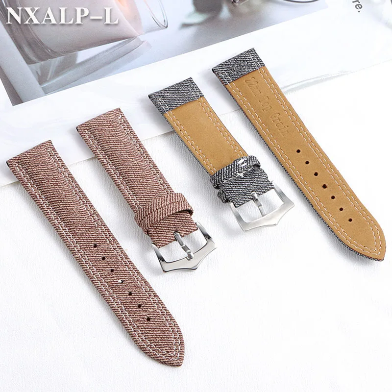 الدنيم قماش حزام ساعة نيلون 18 مللي متر 20 مللي متر 22 مللي متر الجلود حزام (استيك) ساعة ل Seiko ل أوميغا سوار ساعة ذكية معصمه اكسسوارات