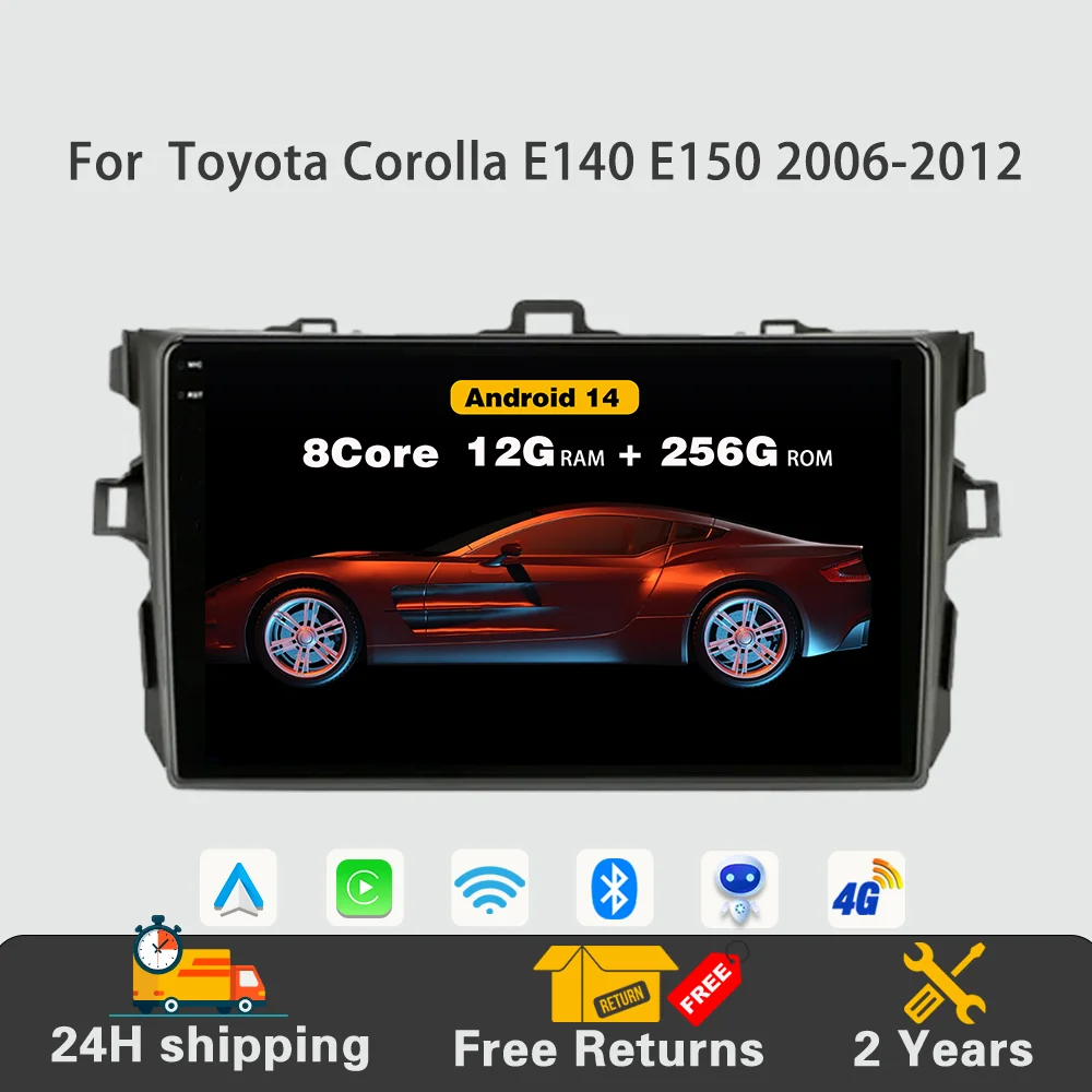 

Android 14 Car Radio Multimedia Video Player Navigation Autoradio Carplay GPS 4G WIFI For Toyota Corolla E140 E150 2006-2012