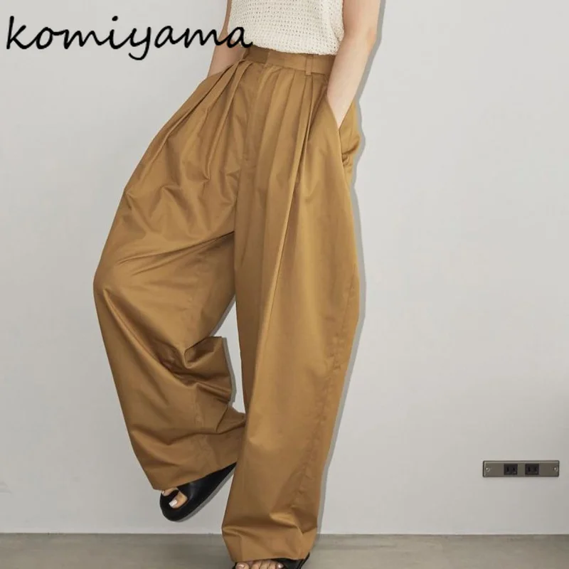 

Fashion Casual Ruched Pantalones Mujer Japanese High Waist Pockets Women Pants Loose Soft Trousers Spring 2024 New Bottoms