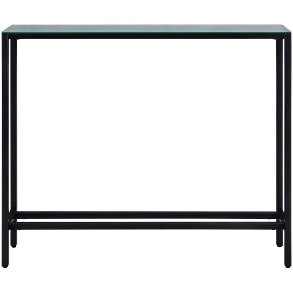Narrow Console Table Glass Top Black Metal Frame, Slim Hallway Living Room Decor, 36 in, Customized view 4