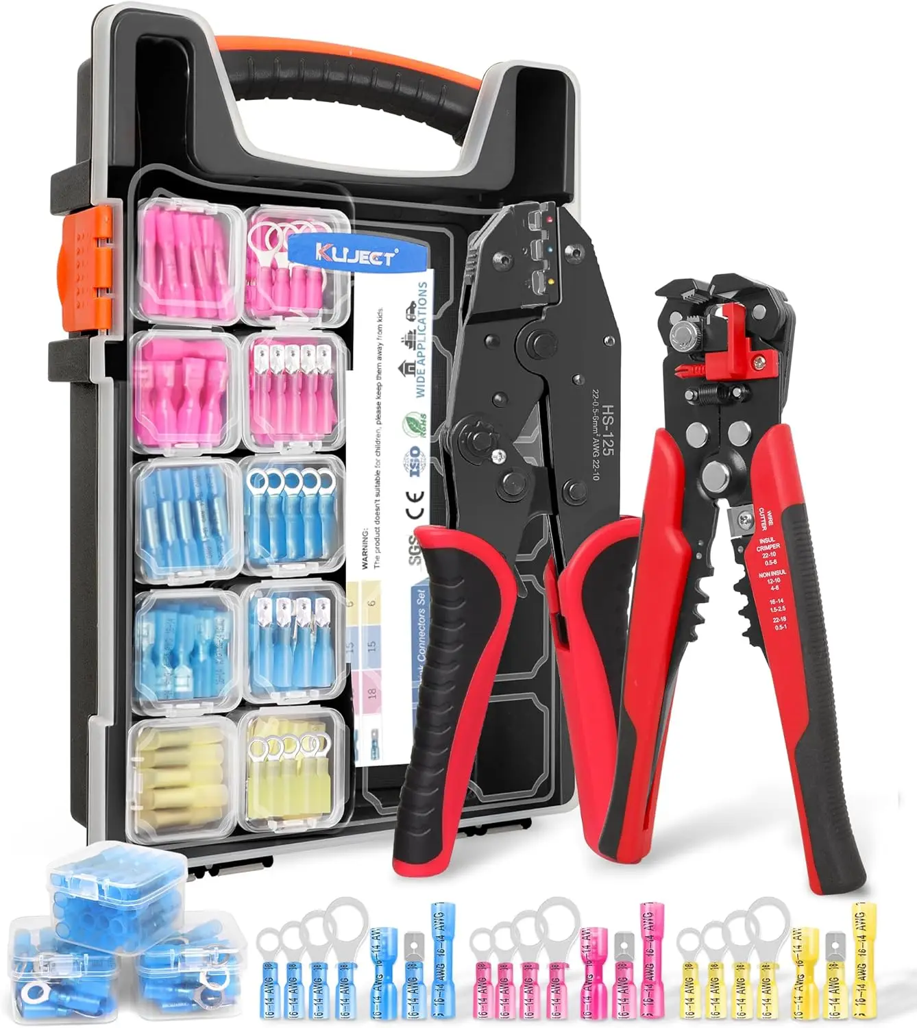 

340 PCS Heat Shrink Wire Connectors Kit, Adjustable Stripper and Crimper for Automotive, Marine, Electrical Repairs