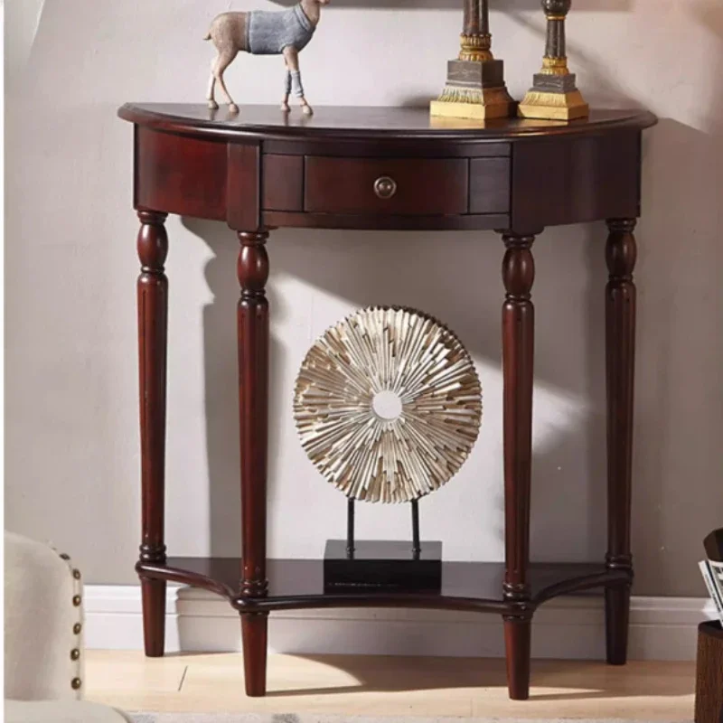 American Style Solid Wood Console Table Ultra Narrow Entryway Sofa Table Space Saving Sideboard Vintage Hallway Decor Shelf view 5