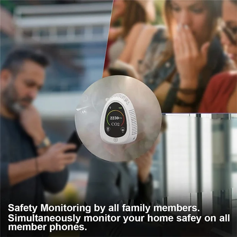 AD41-TUYA Detektor Co2 Monitor Kualitas Udara Higrometer 4 In 1 WiFi + Co2 + Kelembaban + Suhu Multifungsi