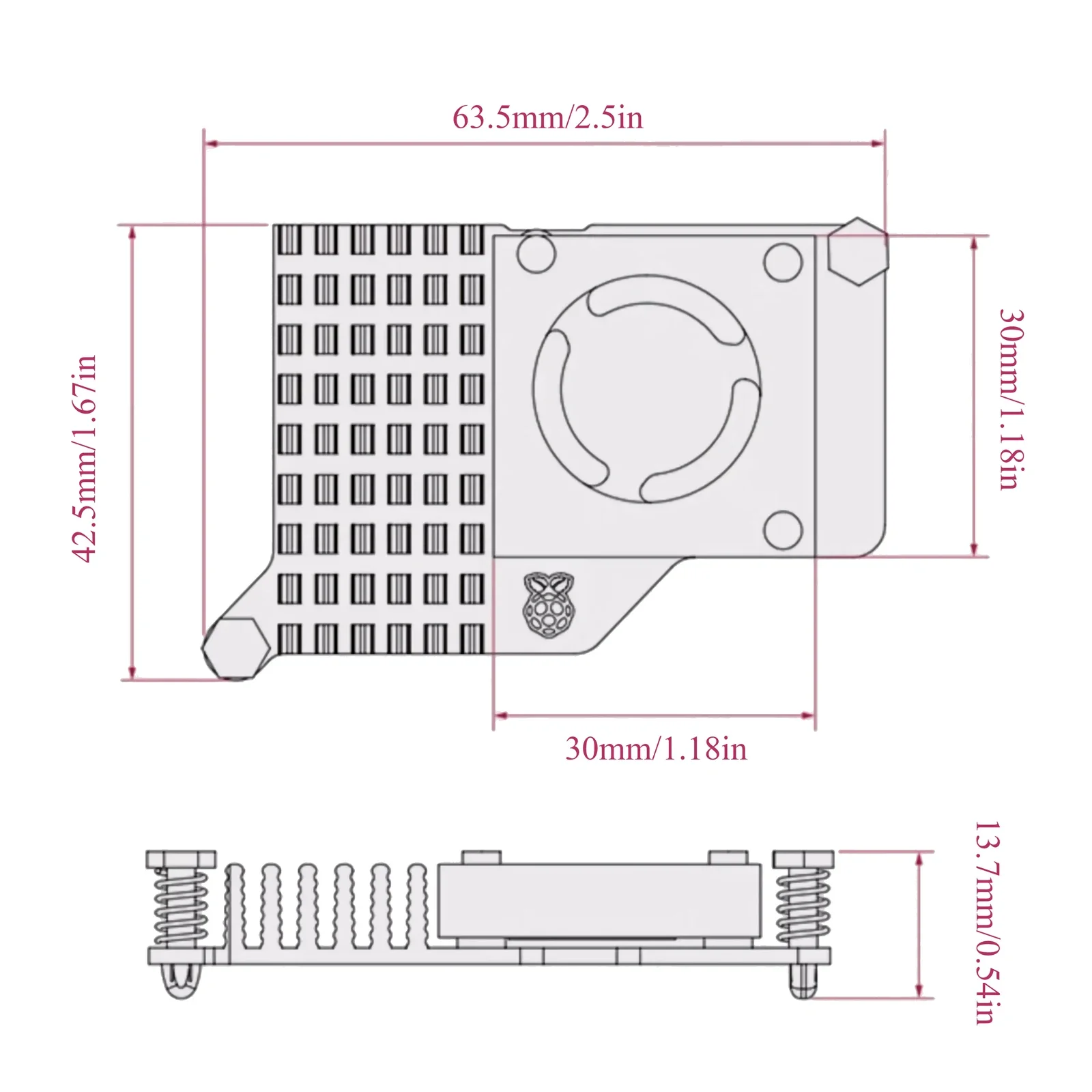 1×Official Raspberry Pi Active Cooler Fan Anodized Aluminum Heatsink Silver DC 5V Support PWM Speed Control For Raspberry Pi 5