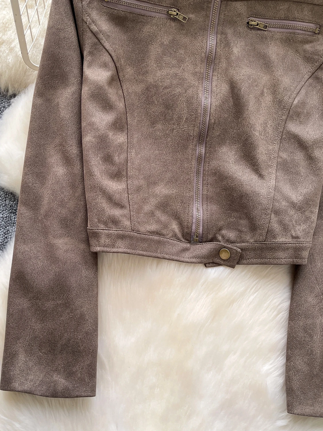 Rétro américain Sle femmes ort Jaet rond Ne Long manteau en cuir Sve décontracté coupe ample boutonné polyvalent haut d'automne