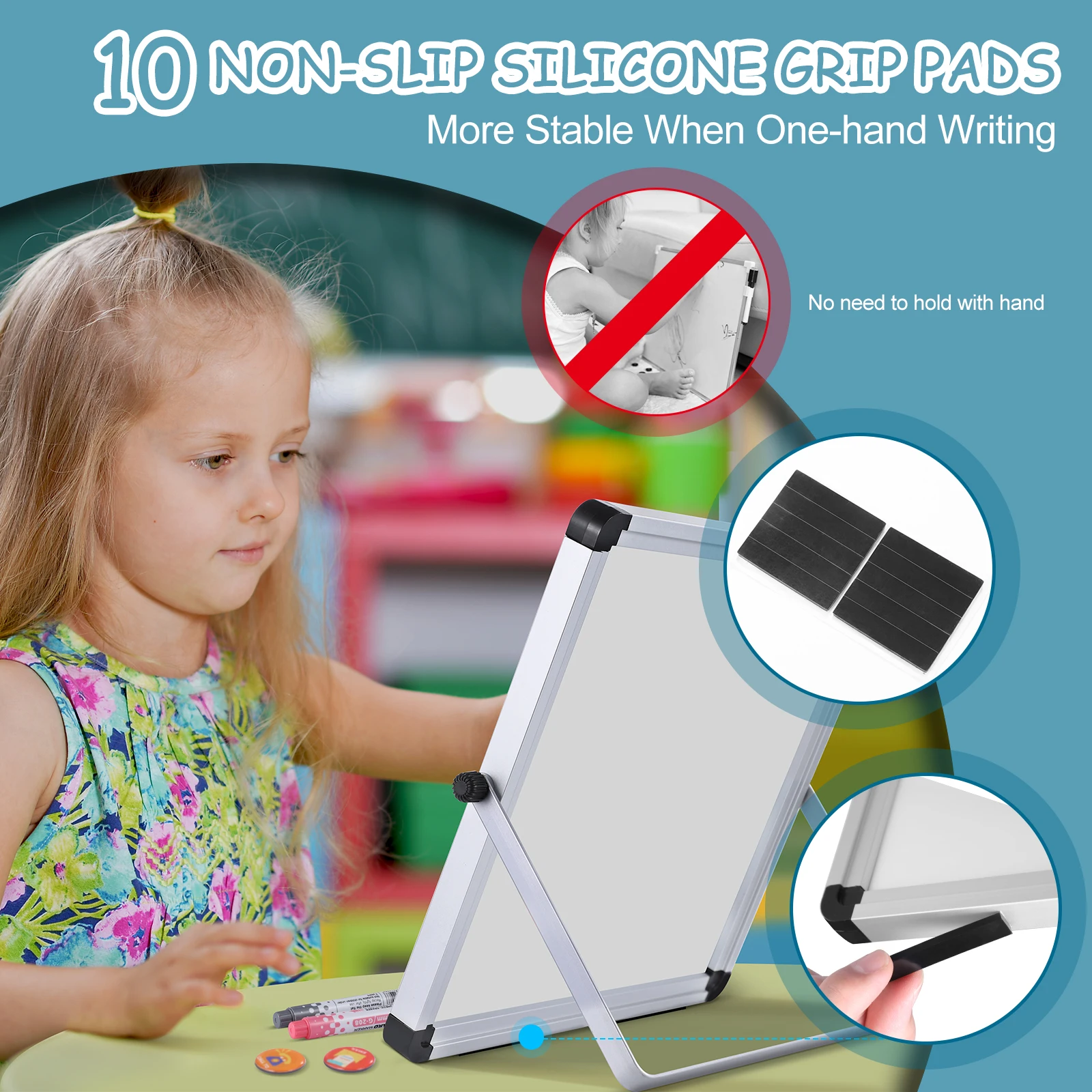 Dry Erase Board Mini Boards Desktop Whiteboard Home Office with Stand Lap Double-sided