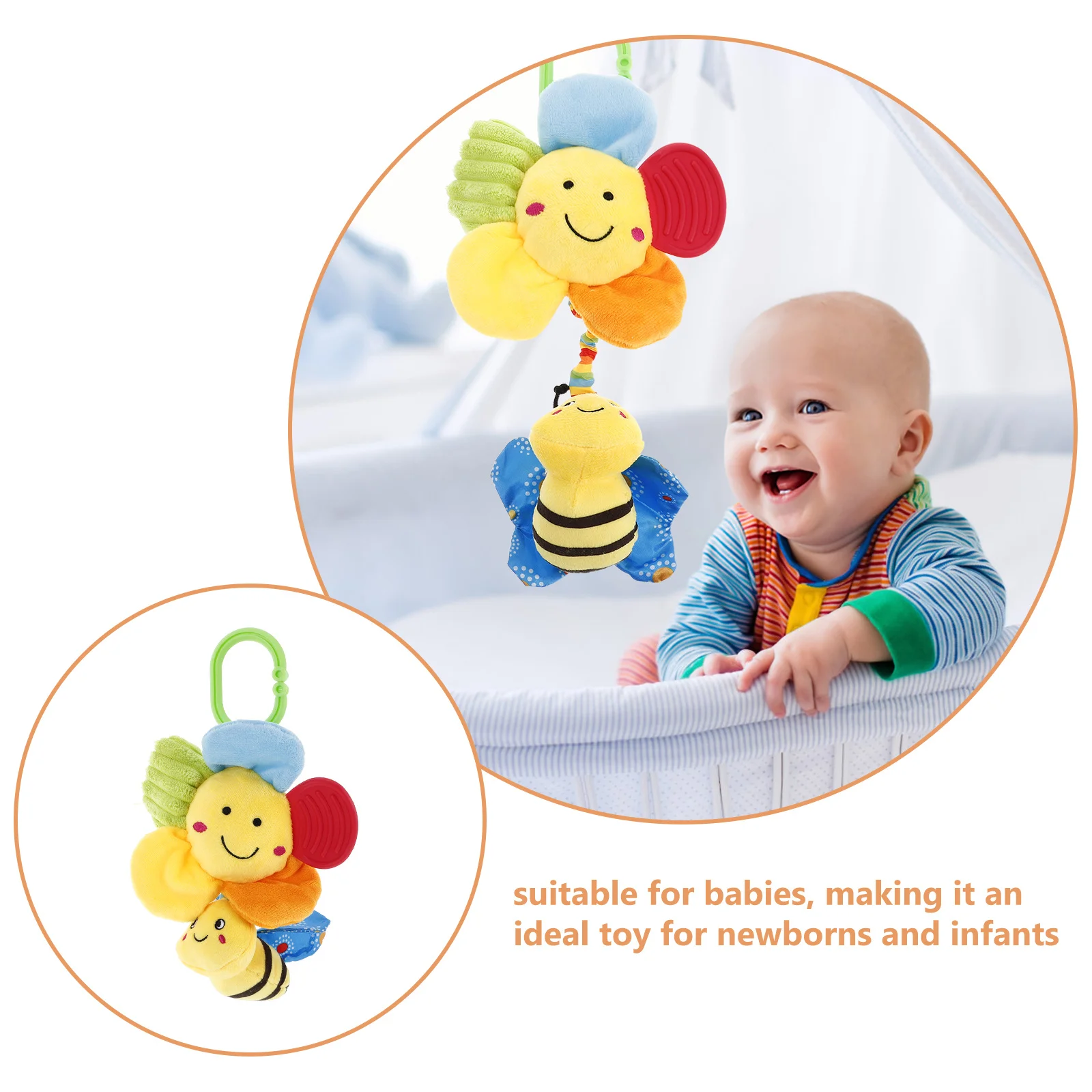 Schattige bij hangend decor voor babywieg kinderwagen pasgeboren zacht zintuiglijk geluid kauwen veilig ontwikkelingsspel accessoire