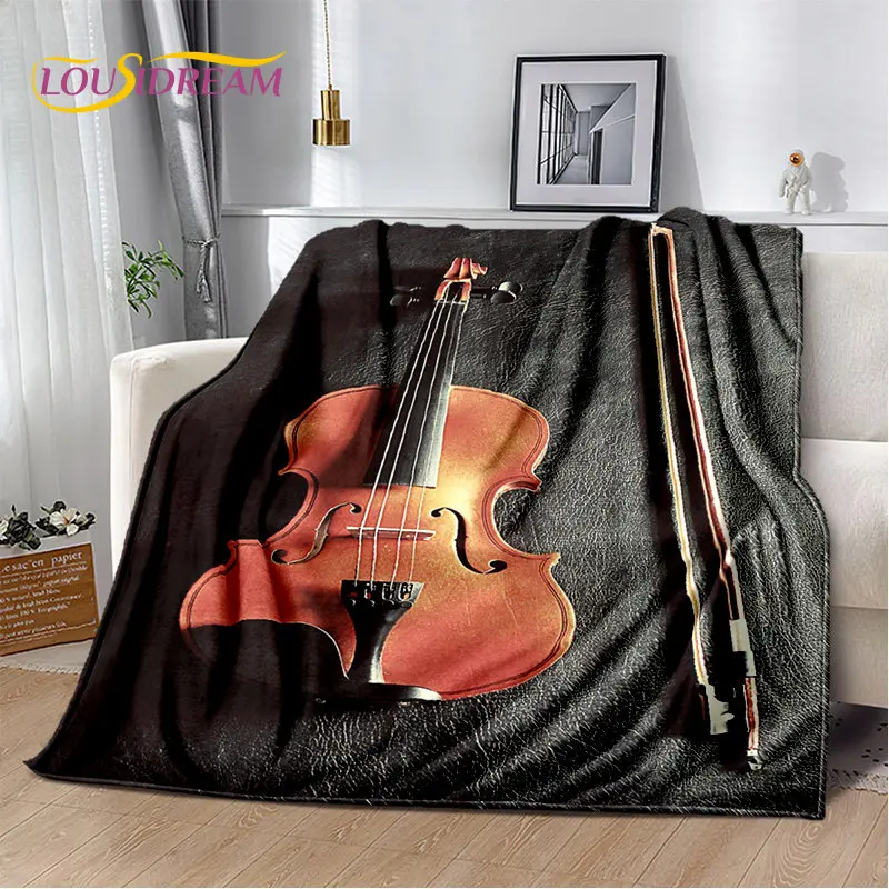 Couverture en peluche douce pour violon classique, musique, glouton, jeté, salon, chambre à coucher, lit, canapé, pique-nique