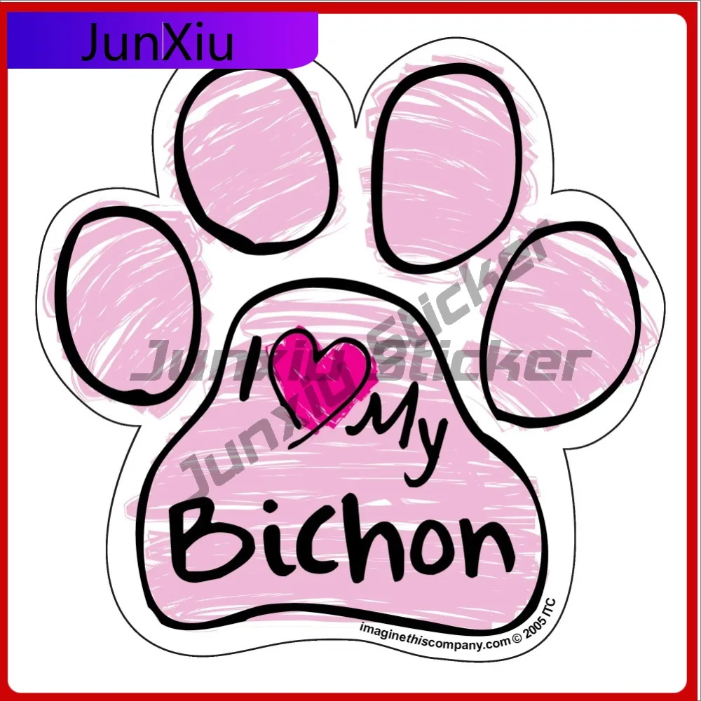 

Bichon Pink Scribble Paw Unique Car Laptop Window Bumper Waterproof Vinyl Decal Sticker Funny Vintage Retro Cute Cool Cute