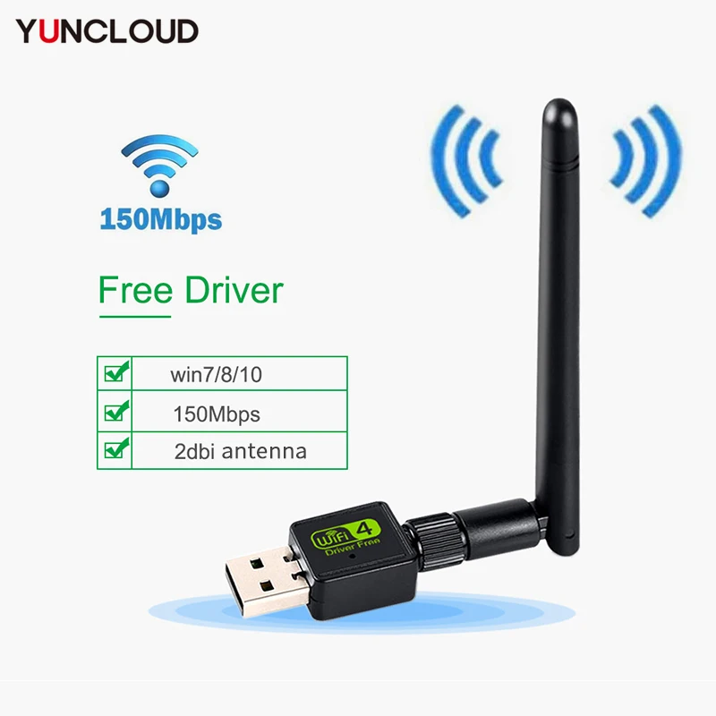 ANTENA WIFI USB Network Card  Adapter Fee Driver 2.4G 802.11n Wi-fi Dongle for Windows Computer