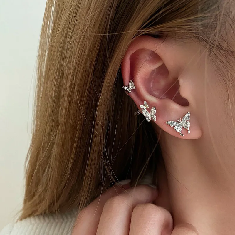 925 Silver Needle Smart Butterfly Small Earrings Women's Trendy Ear Clips are cold, simple and small earrings are trendy and