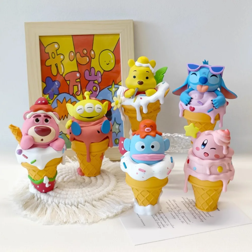 Big Stars Ice Cream 12cm Kirby Lotso Huggin Bear Anime Figures Pvc Figurine Statue Model Collectible Decoration Toys Kid Gift