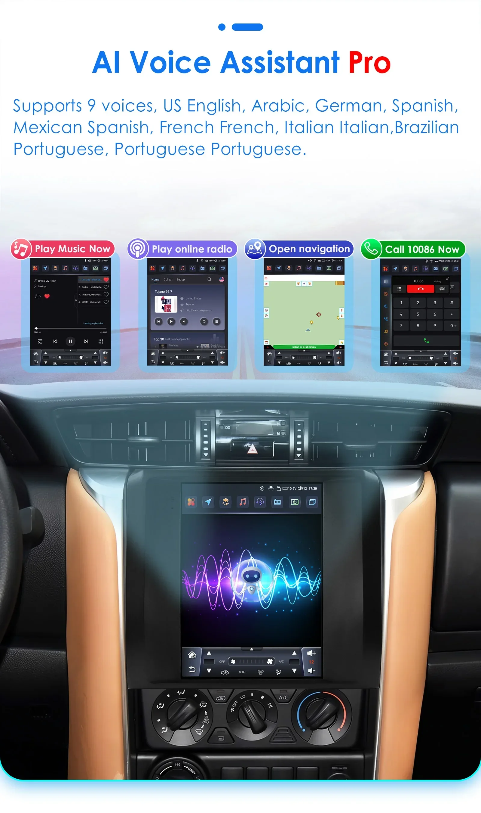 9.7 4G Wireless Carplay Android Auto Car Radio Multimedia for Toyota Fortuner / HILUX Revo 2015 - 2022 Video Player