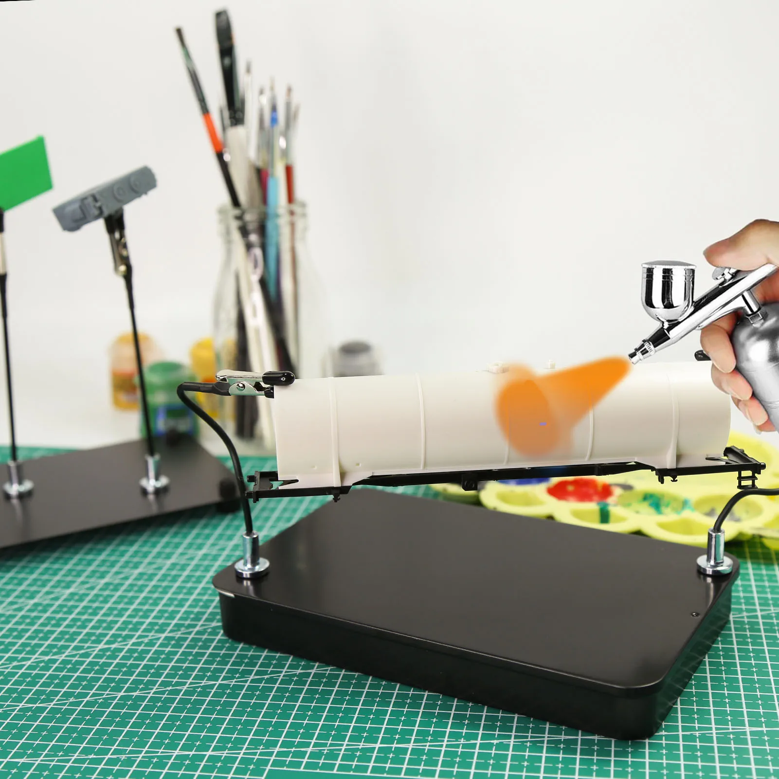 Evemodel Model Painting Stand Base Holder 8pcs Magnetic Bendable Alligator Clip Sticks Set Modeling Tools for Airbrush