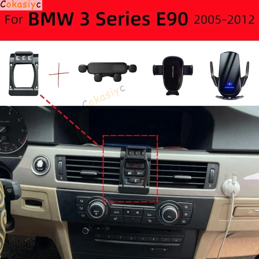 For BMW 3 Series E90 2005-2012 Car Phone Holder Strong Special Fixed Bracket Base 15W Wireless Charging Cars Accessories