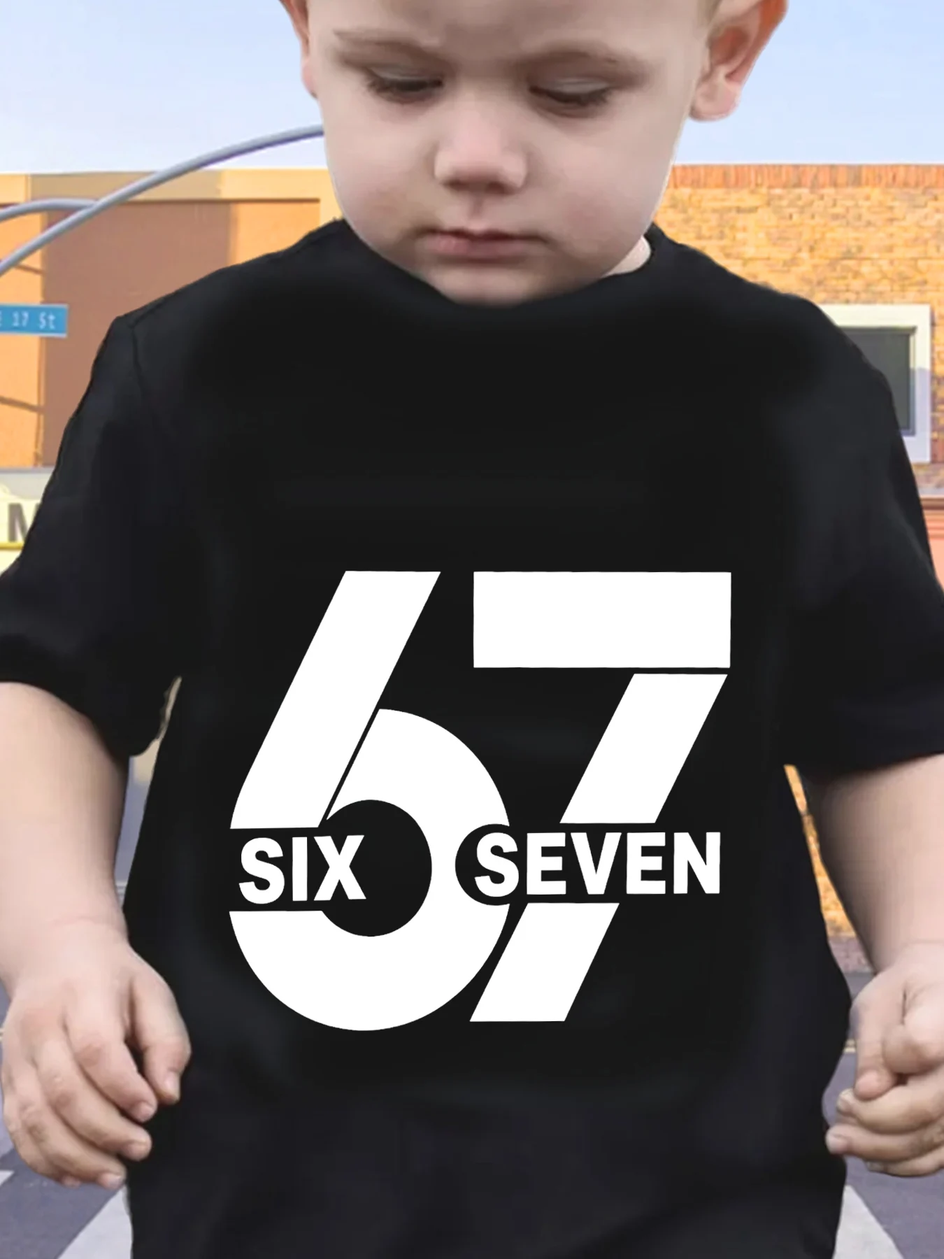 Family Minimalist 67 Six Seven Matching Cotton Tee Parent Boy Girl Soft Summer Crew Neck Short Sleeve Top for Text Fans Tops