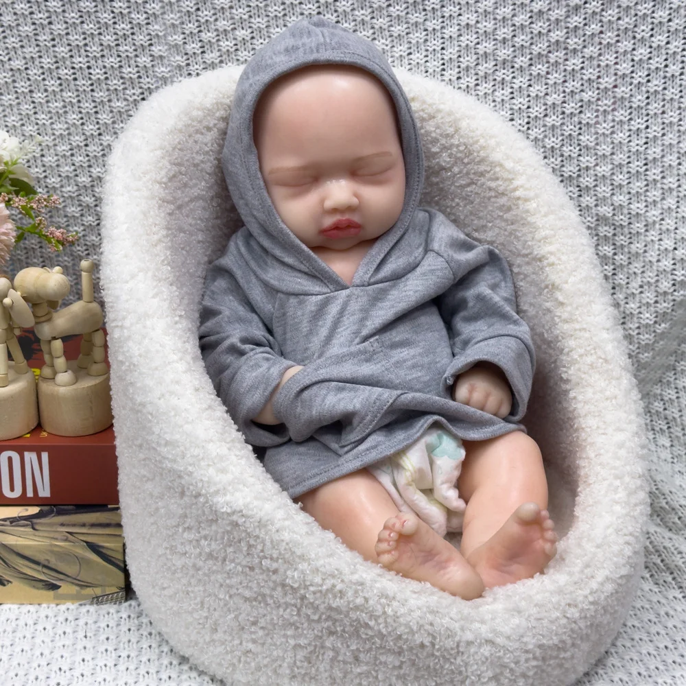 18인치 실리콘 실물 같은 아기 인형, 부드럽고 견고한, 리본 실리콘 인형, 유아 돌봄 훈련용 소품-0206GJ