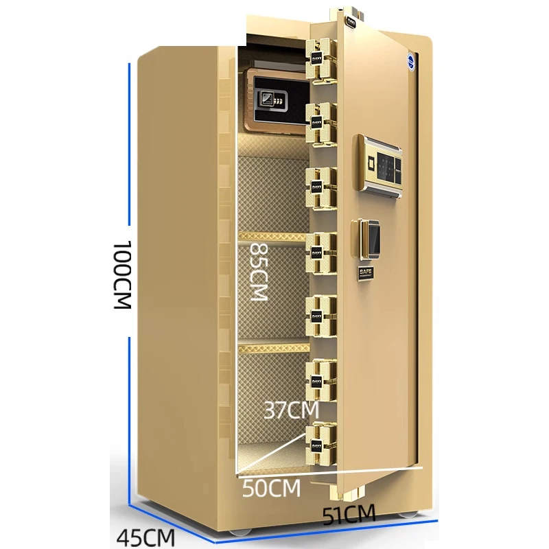 Coffre-fort antivol en acier inoxydable pour la maison et le bureau, coffre-fort à empreintes digitales, mot de passe dans le mur, 0.8m, 1m de haut