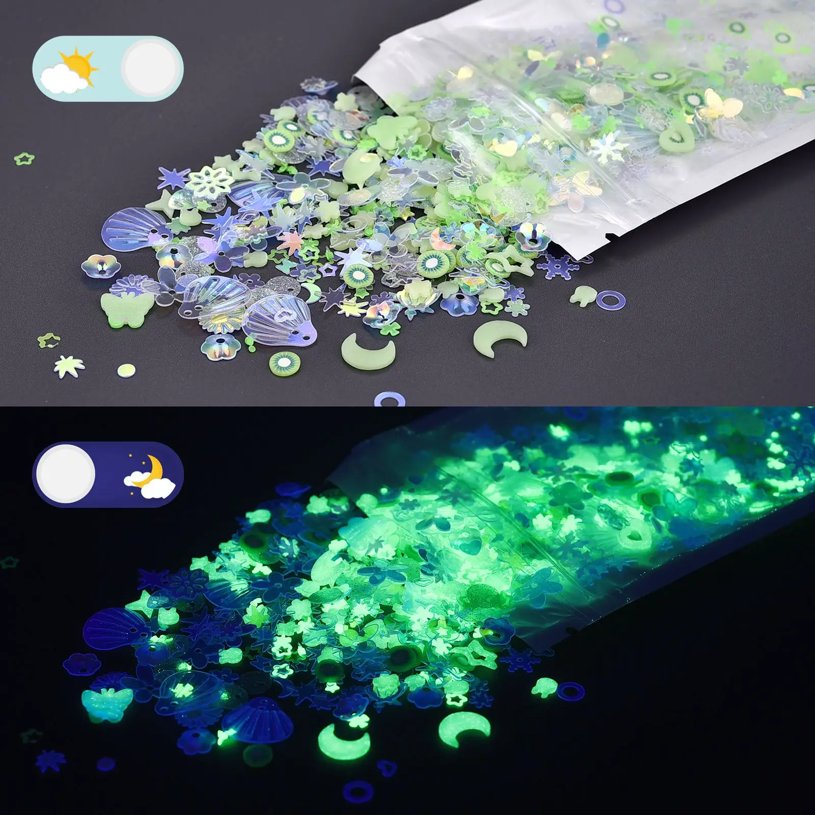 10g Luminous Sequins DIY Epoxy Resin Filling Mixed With Shell Concave Plum Snowflake Circular Beads Jewelry Resin Crafts Making