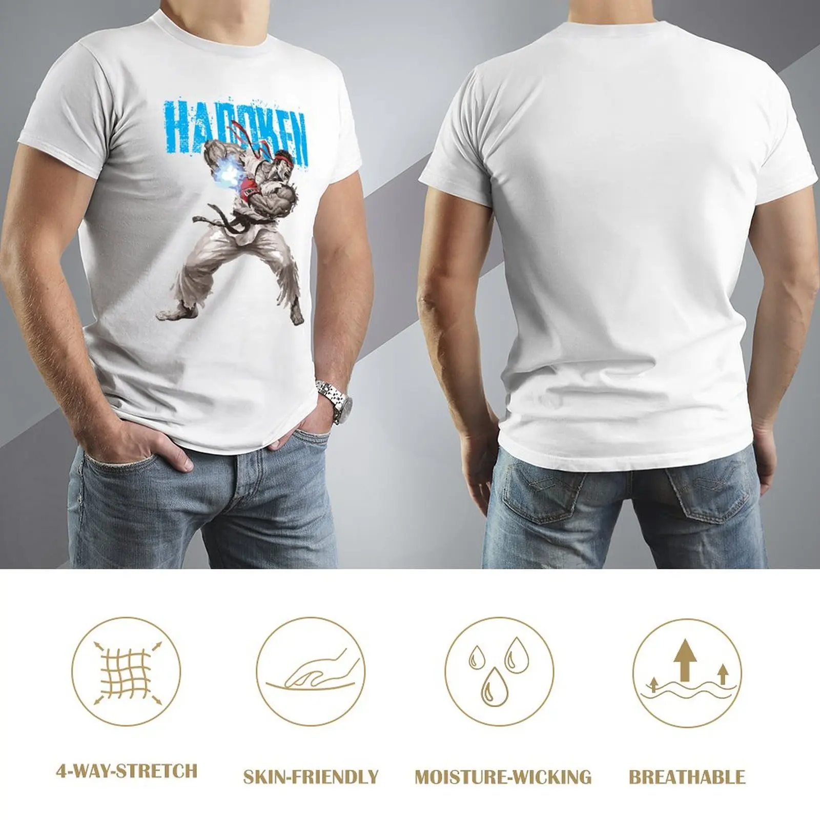 Hadoken-Camiseta de campaña fresca, camiseta Vintage, ocio divertido, novedad, talla de EE. UU.