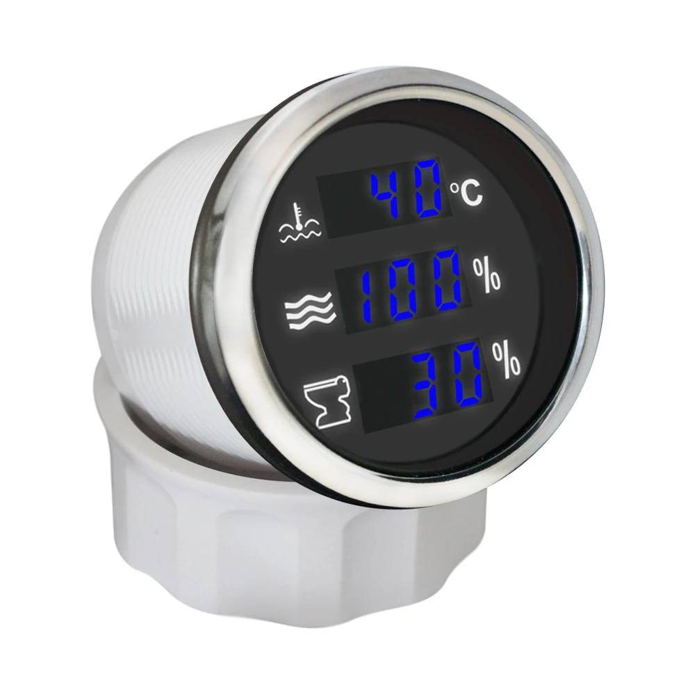 Rhaxel 52mm 3in1 Multifunction TFT Digital Meter Water Temp Water Level Holding Tank Level Meter with Backlight for Car Boats