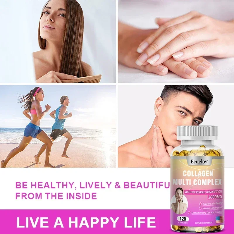 Collagen Complex Capsule Hydrolyzed Protein, High Absorption 3000mg Promotes Hair and Nail Health