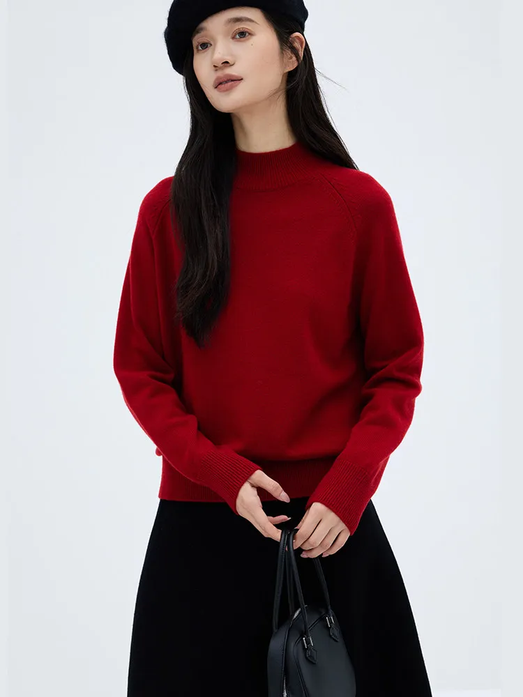 Benefits~ Conseni AU high-density weave pure cashmere semi-turtleneck base layer  warm and underwear with pullover sweater girl
