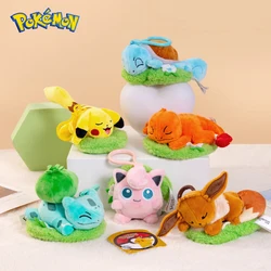 Pokemon Grass Flower Series Plush Keychain Pikachu Charmander Eevee Bag Charm Pendant for Backpack Keys Fans Kids Birthday Gift