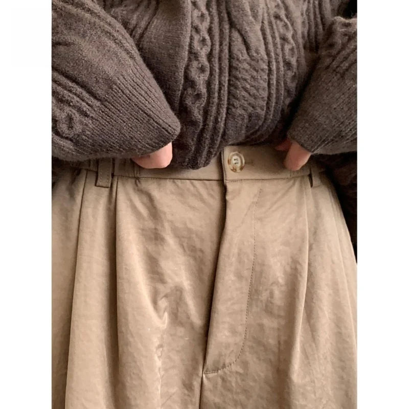 

Ретро-брюки цвета хаки для мужчин, повседневные, осенние, широкие, в стиле рабочей одежды, подходят для студентов (мужчин и женщин)