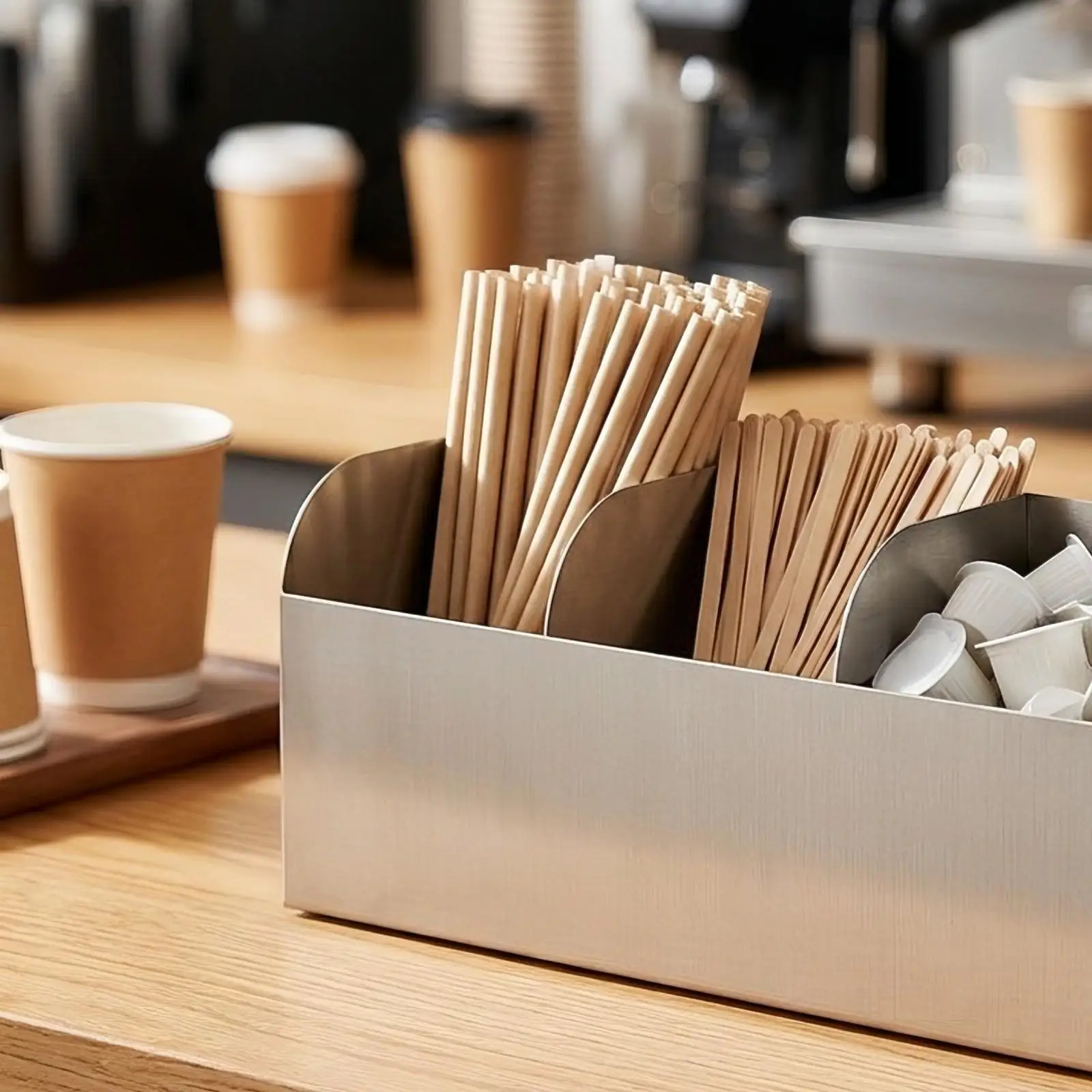 Countertop Beverage Rack Stainless Steel Cup Organizer for Coffee Station Tea Shop Storage