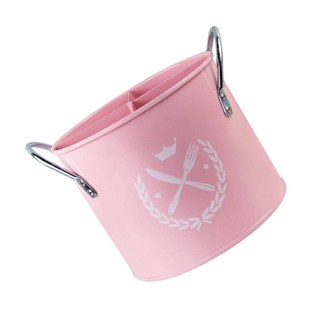 

Cutlery Storage Bucket Vintage Galvanized Iron Holder for Spoons Forks Chopsticks Utensil Organizer Drainer Kitchen Rack